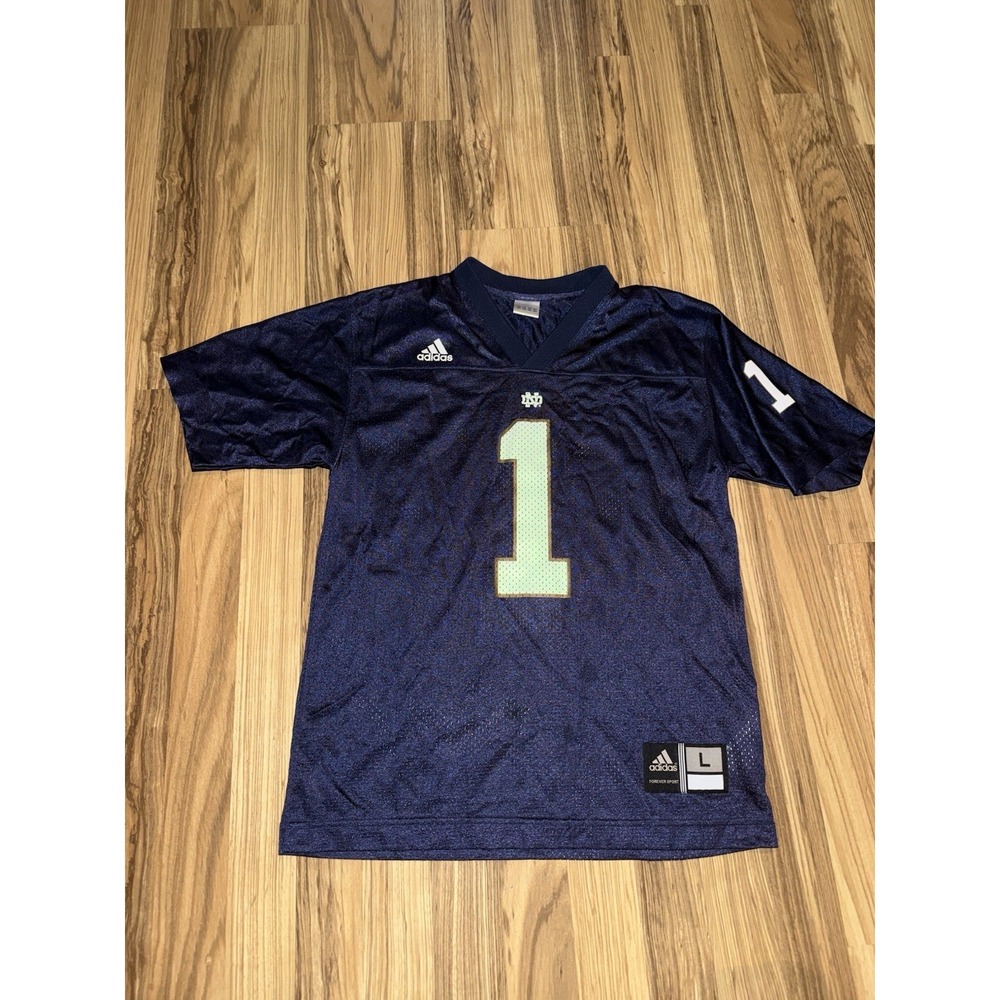 VTG #1 ND Notre Dame‎ Fighting Irish Adidas Football Jersey Youth Large L 14/16